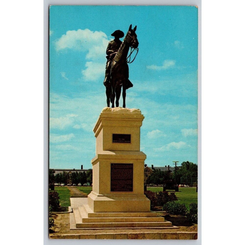 Vintage Postcard Fort Riley KS Cavalry Monument "The Old Trooper" 1961 Chrome